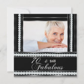 第70回バースデーパーティー白黒シルバーダイヤモンド 招待状 (正面)