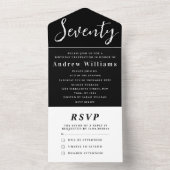 第70回バースデーパーティー白黒シンプルモダン オールインワン招待状 (内側)