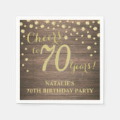 第70回バースデーパーティー素朴ウッド&金ゴールドダイヤモンド スタンダードカクテルナプキン (正面)