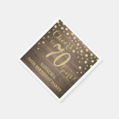 第70回バースデーパーティー素朴ウッド&金ゴールドダイヤモンド スタンダードカクテルナプキン (角)