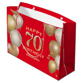 第70回バースデーパーティー赤と金ゴールドバルーン ラージペーパーバッグ (裏面アングル)