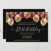 第70回バースデーパーティー赤と金ゴールド招待状 招待状 (正面/裏面)