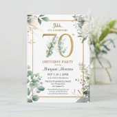 第70回バースデーパーティー金ゴールド水彩緑 招待状 (スタンド正面)