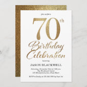 第70回バースデーパーティー金ゴールド 招待状 (正面/裏面)