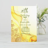 第70回バースデーパーティー黄色い花と渦巻きインビタ 招待状 (スタンド正面)