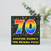 第70回バースデーパーティー：おもしろいミュージックシンボルRainbow 70 招待状 (スタンド正面)
