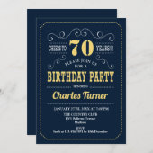 第70回バースデーパーティー – 海軍金ゴールド 招待状 (正面/裏面)