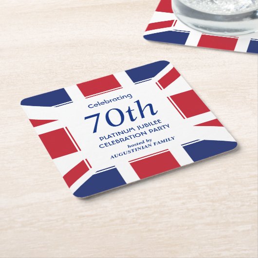 第70回プラチナジュビリーユニオンジャック スクエアペーパーコースター (アングル)