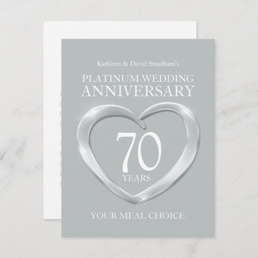 第70回プラチ結婚ナの記念日の食事の選択 エンクロージャーカード (正面/裏面)