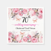 第70回プラチ結婚ナ記念日赤面バラ スタンダードカクテルナプキン (正面)