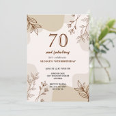 第70回ベージュブラウンフローラ誕生日の招待 招待状 (スタンド正面)
