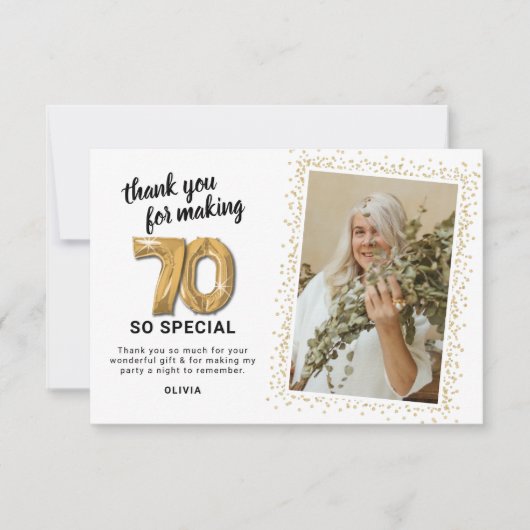 第70回モダン大人誕生日写真 サンキューカード (正面)