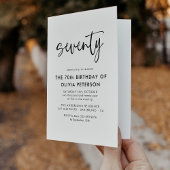 第70回モダン白黒誕生日折り畳み 招待状