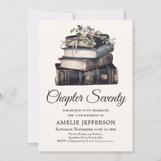 第70回ヴィンテージ本ビクトリアンテーマ誕生日 招待状 (正面)