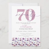 第70回紫フェミニン花模様蝶の誕生日 招待状 (正面)