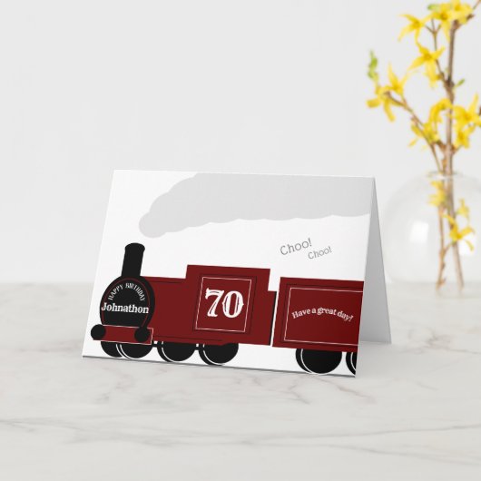 第70回蒸パーソナライズされた気列車バースデーカード カード (黄色い花)