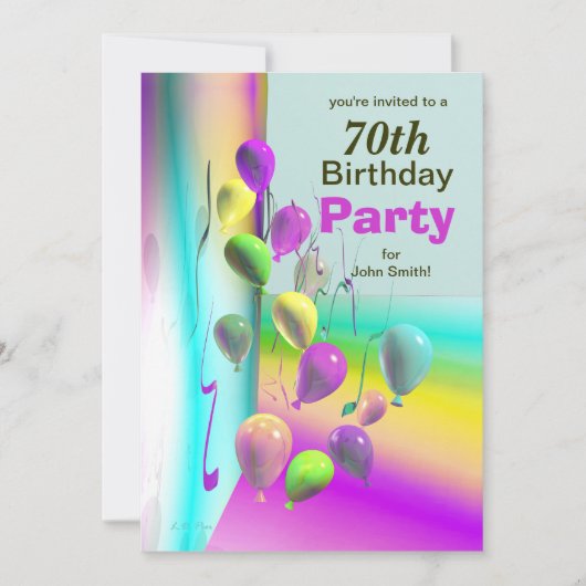 第70回誕生パーティーの気球の壁 招待状 (正面)