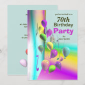 第70回誕生パーティーの気球の壁 招待状 (正面/裏面)