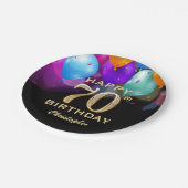 第70回誕生パーティーブラック&金ゴールド気球 ペーパープレート (アングル)