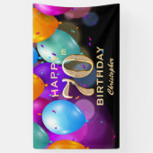 第70回誕生パーティーブラック&金ゴールド気球 横断幕 (縦)