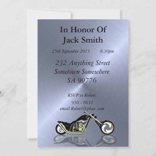 第70回誕生日パーティーへの招待（バイク付き） 招待状 (裏面)