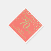 第70回誕生日パーティーサンゴと金ゴールドダイヤモンド スタンダードカクテルナプキン (角)