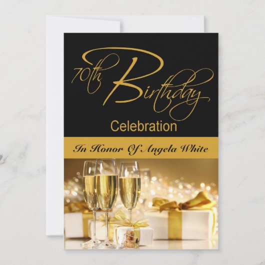 第70回誕生日パーティーパーソナライズされた招待状 招待状 (正面)