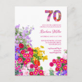 第70回誕生日パーティーフローラ招待状 インビテーションポストカード (正面)