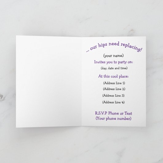 第70回誕生日パーティー招待状、ワーユーモアのあるドプレイ カード (内部)