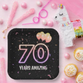 第70回誕生日パーティー風船と紙吹雪 ペーパープレート (パーティー)