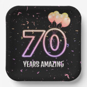 第70回誕生日パーティー風船と紙吹雪 ペーパープレート (正面)