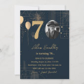 第70回誕生日パーティー風船と花火 招待状 (正面)