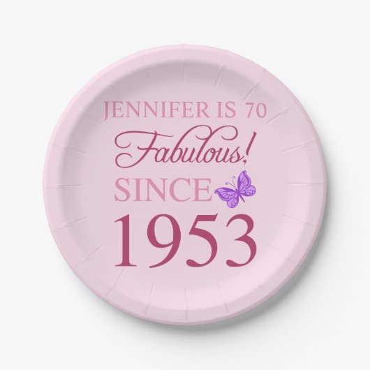 第70回誕生日1953年女性用 ペーパープレート (正面)