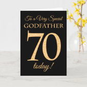 第70回金ゴールド効果ブラック、ゴッドファーザー誕生日 カード (黄色い花)