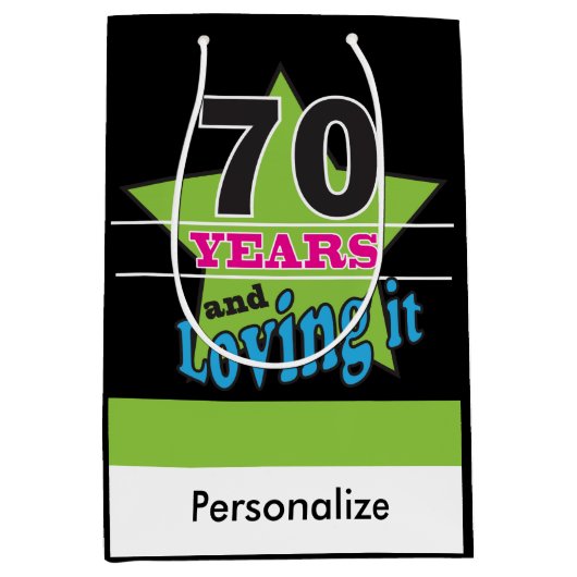 第70年および第70誕生日それ-愛すること ミディアムペーパーバッグ (正面)