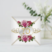 第70期女子バースデーパーティーピンク・ローゼホワイト金ゴールド 招待状 (スタンド正面)