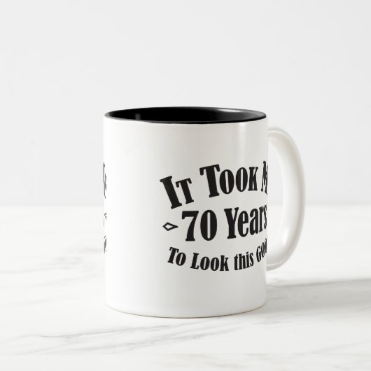 第70私によいこれを見るために70の70年かかりました ツートーンマグカップ (正面右)