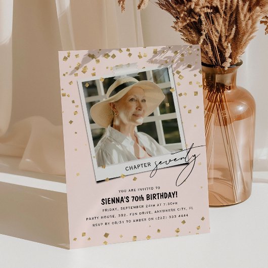 第70章おもしろいモダン写真70誕生日 招待状