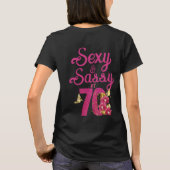 第70章ピンクと金ゴールドの蘭70誕生日 Tシャツ (裏面)