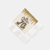 第70章レオパード・プリント第70誕生日・クイーン・金ゴールド 縁ありカクテルナプキン (角)