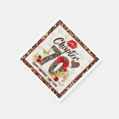 第70章レッド&金ゴールドヒョウ70誕生日 スタンダードカクテルナプキン (角)