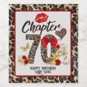 第70章レッド&金ゴールドヒョウ70誕生日 ワインラベル (シングルラベル)