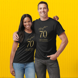 第70章第70回バースデーパーティーブラック&金ゴールド Tシャツ