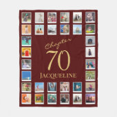 第70章赤金ゴールド第70誕生日写真 フリースブランケット (正面)