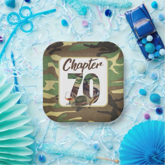 第70章陸軍カモフラージュ男子70誕生日 ペーパープレート (パーティー)