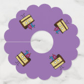 第70蝋燭チョコレートアイシングが付いているお誕生日ケーキ ワイングラスタグ (裏面)