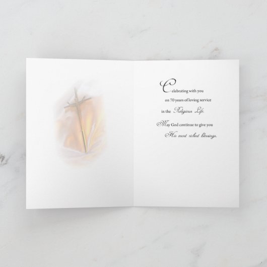 第70記念祭の宗教生命、尼僧、十字の蝋燭 カード (内部)