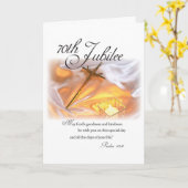 第70記念祭の宗教生命、尼僧、十字の蝋燭 カード (黄色い花)