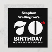 第70誕生会の名前をカスタムするの白黒W820 招待状 (正面/裏面)