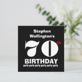 第70誕生会の名前をカスタムするの白黒W820 招待状 (スタンド正面)